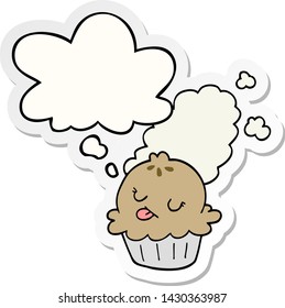 cute cartoon pie with thought bubble as a printed sticker