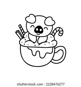 Cute Cartoon Pig Black isolated on white background.