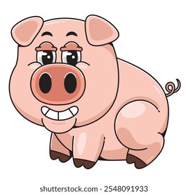 Cute Cartoon Pig Character Illustration