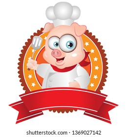 Cute cartoon pig chef