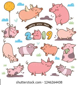 Cute cartoon pig for Chinese New Year festival