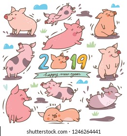 Cute cartoon pig for Chinese New Year festival