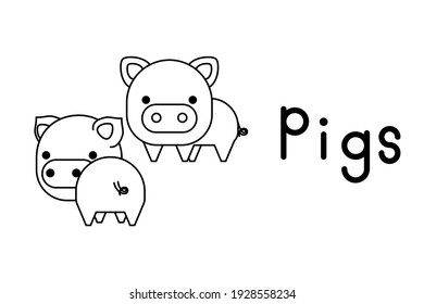 Cute Cartoon Schwein Paar. Vektorgrafik.