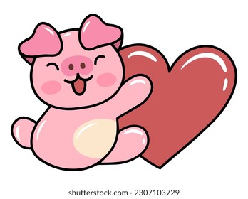 Cute cartoon Pig drawing illustration