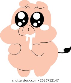 Cute Cartoon Pig Drooling Illustration