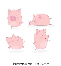 Cute cartoon pig illustration. 