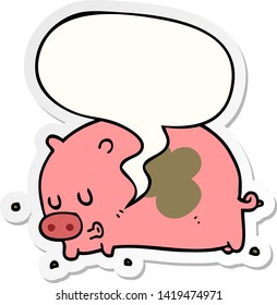 cute cartoon pig with speech bubble sticker