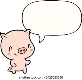 lindo cerdo de dibujos animados con burbuja de habla