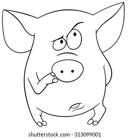 Cute Cartoon Pig Thinking About Something Stock Vector (royalty Free 