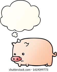 cute cartoon pig with thought bubble in smooth gradient style