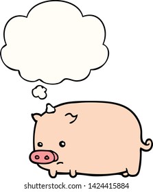 cute cartoon pig with thought bubble