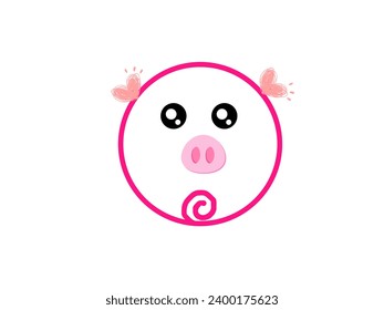 Cute Cartoon Pig Vector Design 