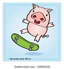 Cute cartoon pig. Vector illustration with simple gradients.