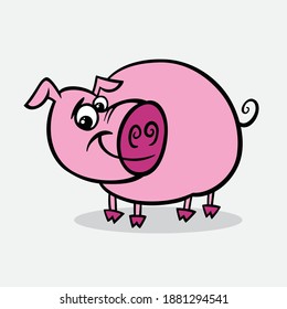 Cute cartoon pig vector illustration