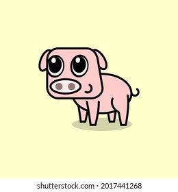 cute cartoon pig vector illustration for children's book or logo and mascot
