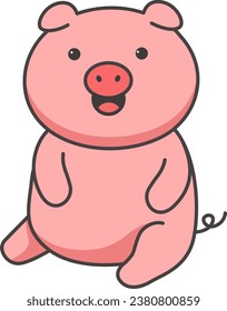 Cute cartoon pig. Vector illustration in doodle style.