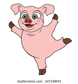 Cute cartoon pig, vector illustration