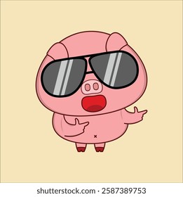 cute cartoon pig vector illustration design. Eps 10. 