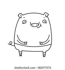 cute cartoon pig. vector illustration