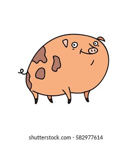 cute cartoon pig. vector illustration