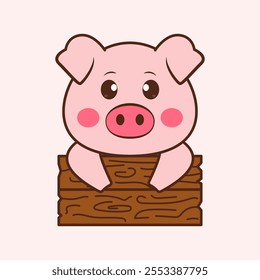 Cute cartoon pig. Vector style illustration