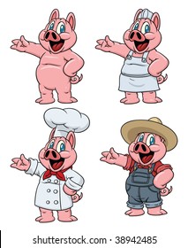 Cute cartoon pigs. All in separate layers for easy editing.