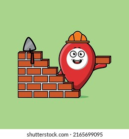 Cute cartoon pin location as mason character in 3d modern style design