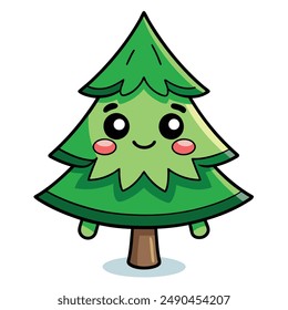 Cute cartoon pine tree for kids