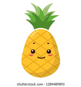 Cute Cartoon Pineapple Kawaii Face Clipart Stock Vector (Royalty Free ...