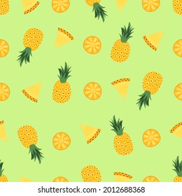 Cute cartoon pineapple. Seamless pattern for design of fabric, clothing, wallpaper, paper. Seamless isolated background.