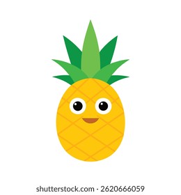 Cute cartoon pineapple with a smiling face.
