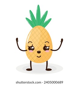 Cute cartoon pineapple vector character design