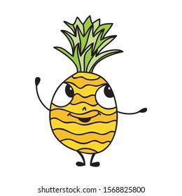 Cute cartoon pineapple. Vector illustration