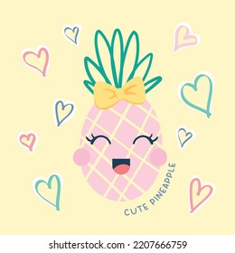 cute cartoon pineapple vector illustration