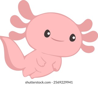 Cute Cartoon Pink Axolotl Illustration