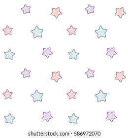 cute cartoon pink blue and violet star seamless vector pattern background illustration 