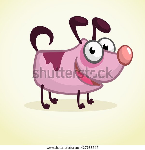Cute Cartoon Pink Dog Vector Illustration стоковая векторная графика