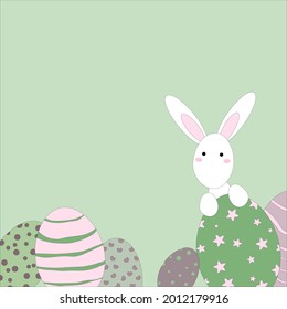 Caricatura corta de un conejito rosa de Pascua en un huevo de Pascua Isolación de ilustración vectorial sobre un fondo blanco