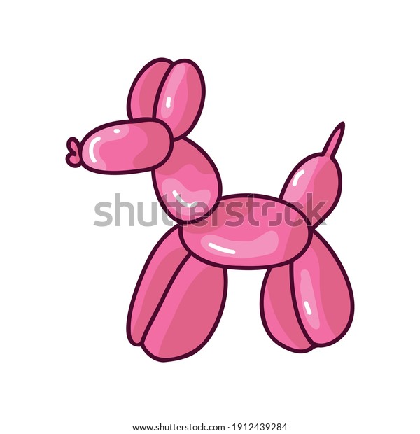 Cute\
cartoon pink girls dog balloon animal vector illustration. Simple\
glossy inflatable for party sticker clipart. Adorable birthday\
novelty for entertainment hand drawn doodle.\
