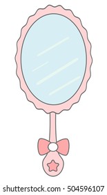 cute cartoon pink mirror vector illustration