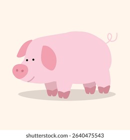 Cute Cartoon Pink Pig Illustration