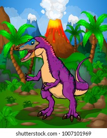 Cute cartoon Pinocchio Rex. Vector illustration of a cartoon dinosaur.