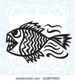 Cute cartoon piranha. Vector illustration
