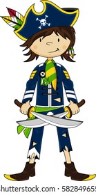 Cute Cartoon Pirate Captain