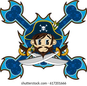 Cute Cartoon Pirate Captain