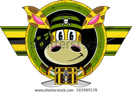 Cute Cartoon Pirate Giraffe