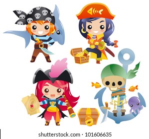 Cute cartoon pirates Set 2