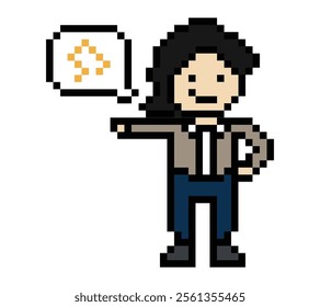 Cute cartoon pixel character cute man exercises training dance lifestyle music decoration life style 8 bit male boy dance with music game fitness isolated 8bit vector.