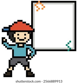 Cute cartoon pixel character cute man exercises training aerobic dance lifestyle music decoration life style 8 bit male boy dance with music game 8bit fitness isolated background vector.