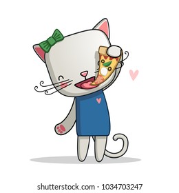 Cute cartoon pizza cat.